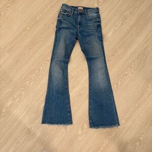 Mother The Weekender Fray Women's Blue Flared Jeans